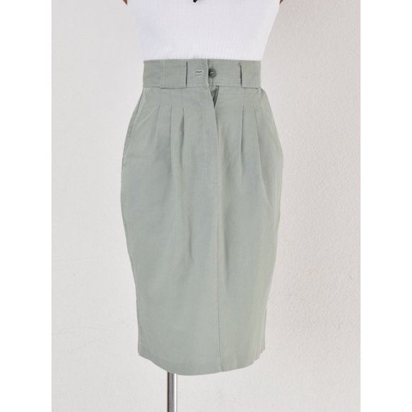 Vintage 90s Sage Poly/Cotton High Waisted Skirt size 7/8 |‎ 26 waist - Picture 6 of 10